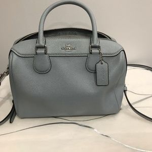 Coach Mini Bennet Satchel Crossgrain Leather Ice Blue